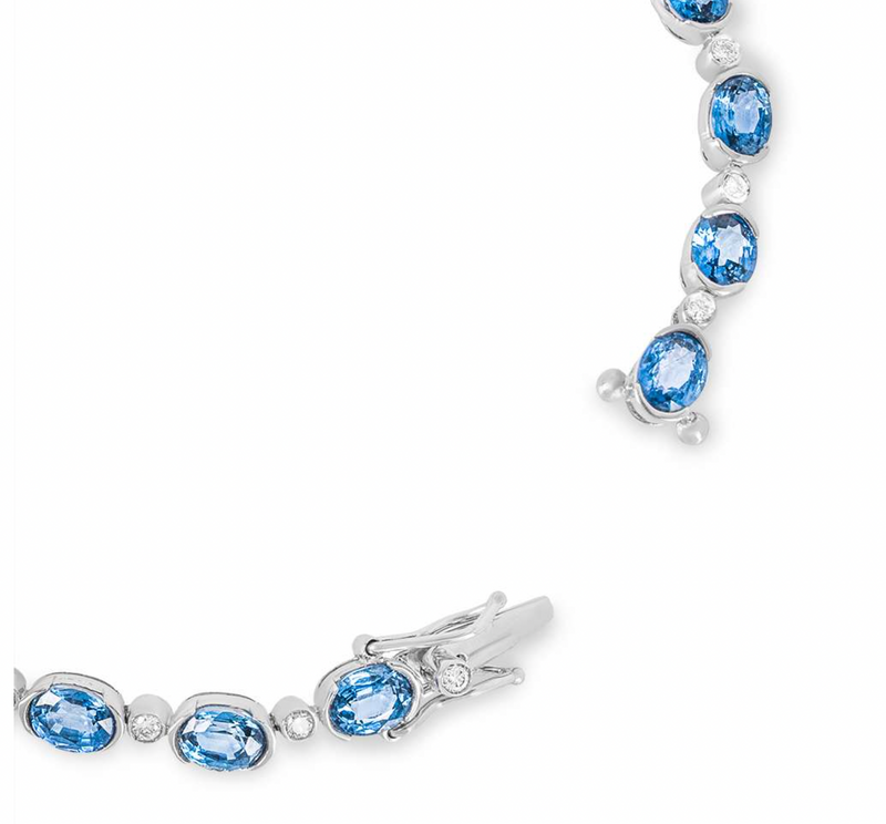 18ct White Gold Diamond & Sapphire Line Bracelet