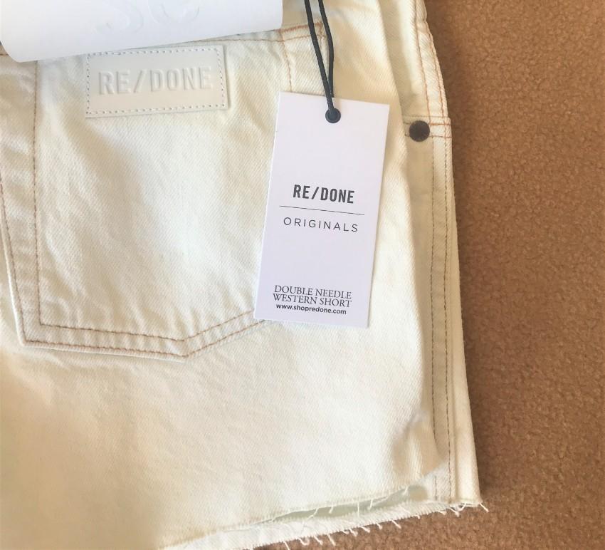 Re/Done light wash double needle western shorts