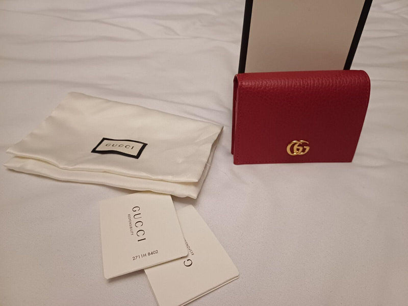 Gucci red Leather Marmont Mini Wallet