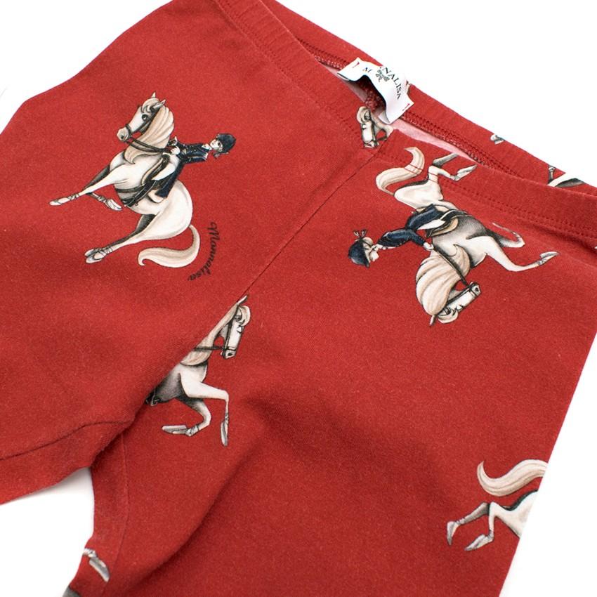 Monnalisa Girls 6Y Red Horse Riding Print Leggings