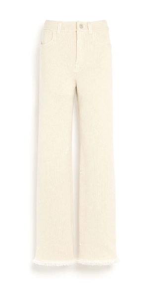 Denim Fringed Cashmere Cotton Trousers