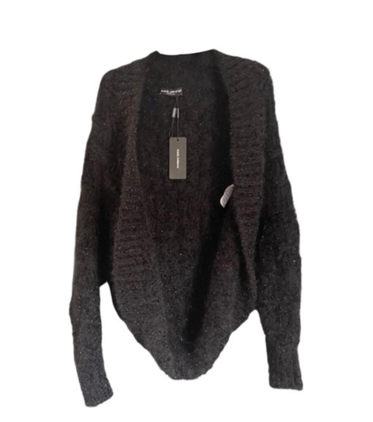 Dolce & Gabbana Heavy Knit Shimmery Wool Cardigan