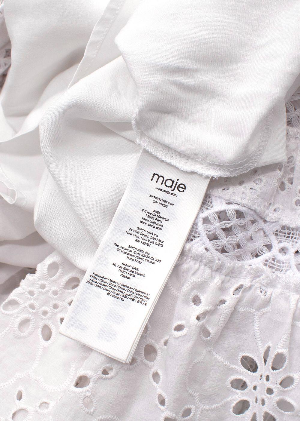 Maje White Rayanette A Line Eyelet Dress