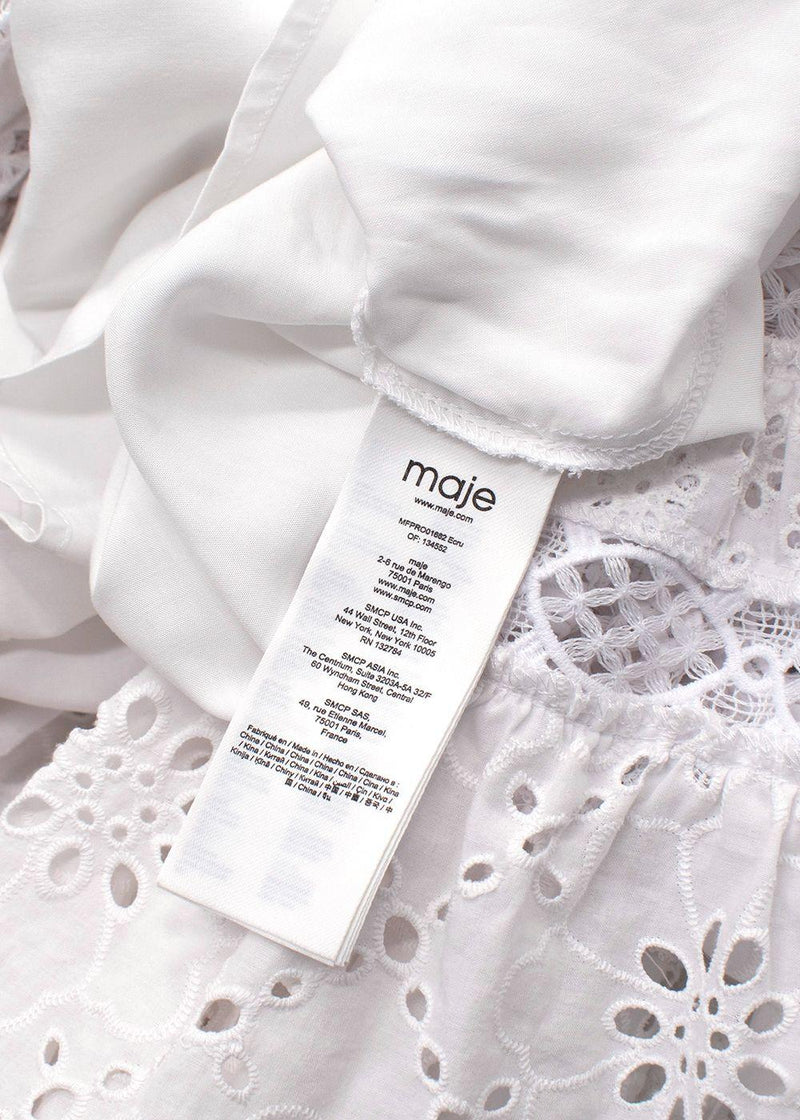 Maje White Rayanette A Line Eyelet Dress