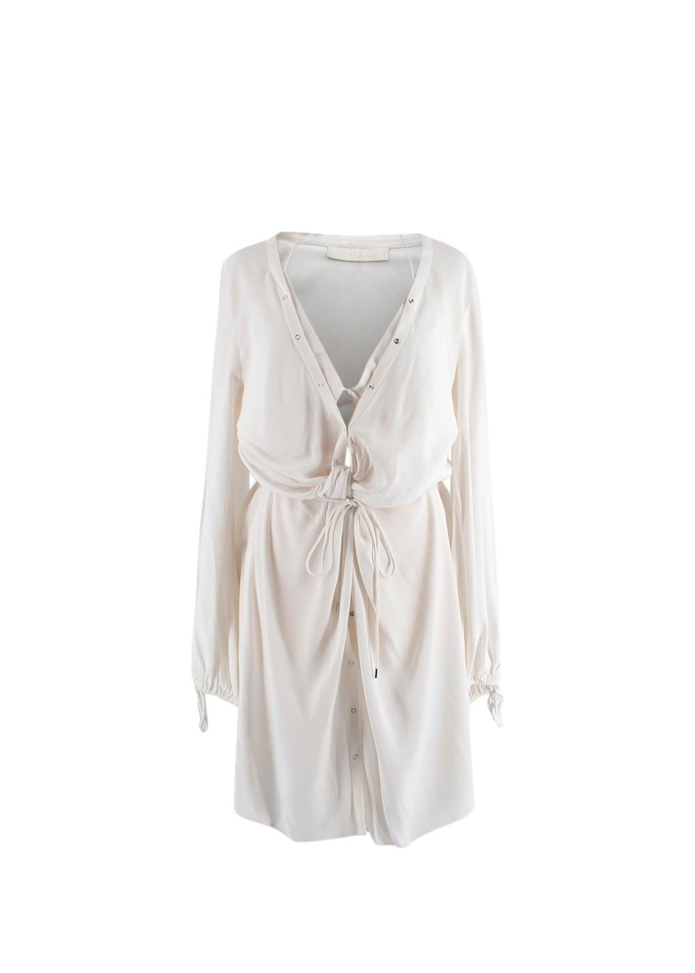 White Twist Placket Tunic Dress