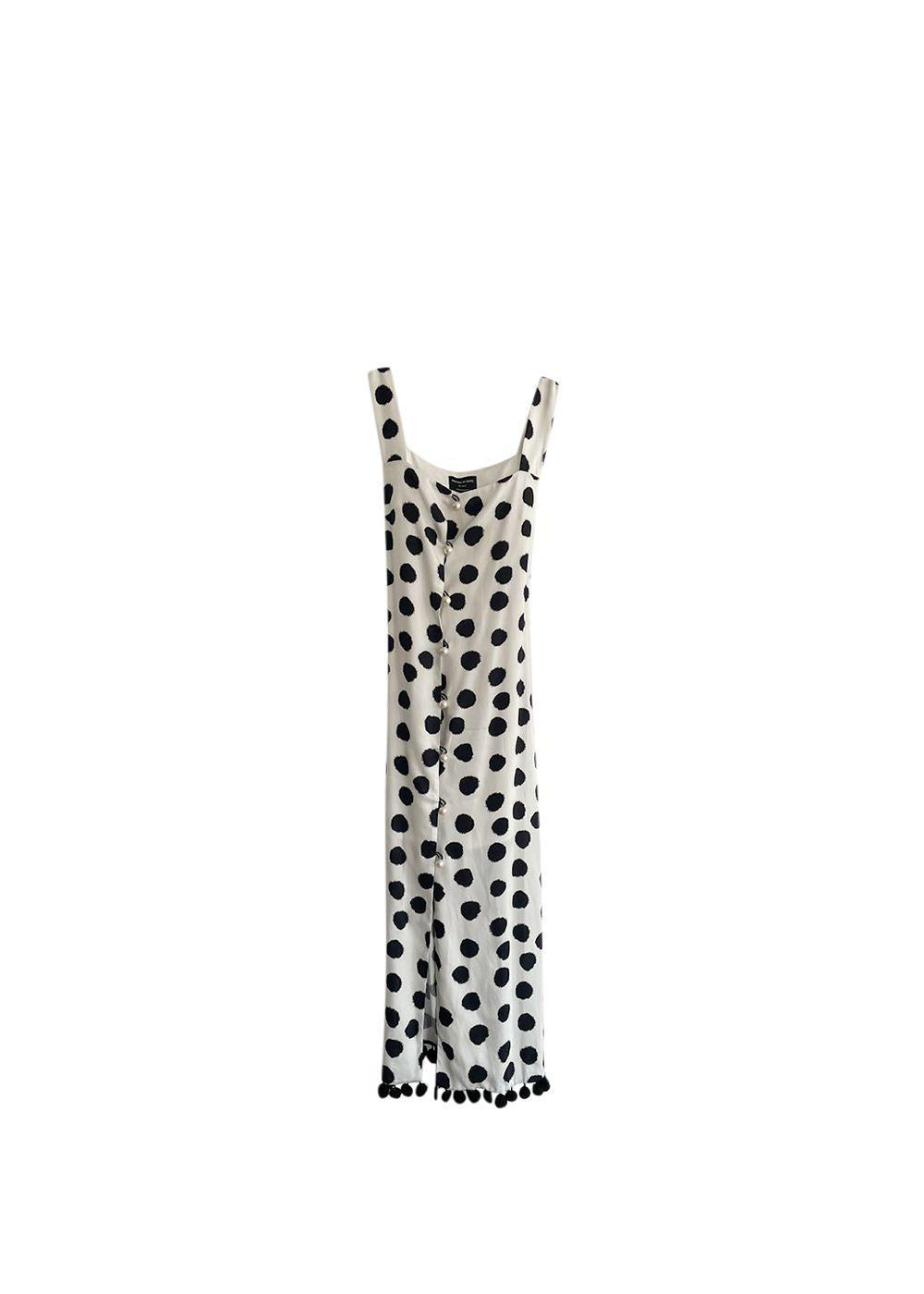 Sleeveless Button Down Spotted Dress