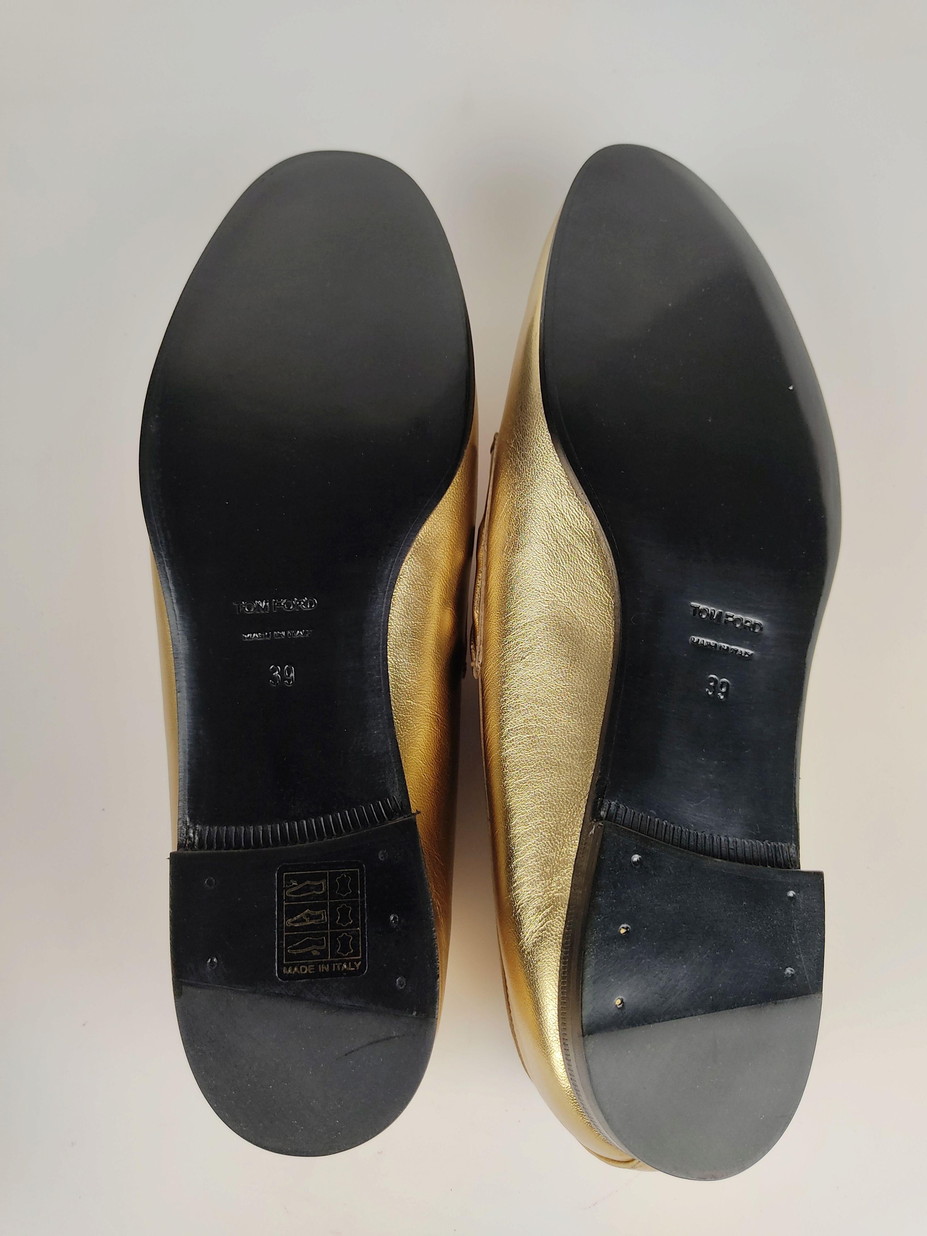 Gold leather chain embellished flat loafers
