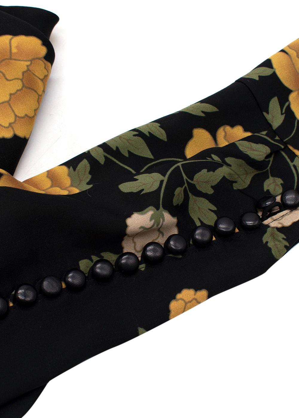 Magda Butrym Black Yellow Florals Silk Mini Dress