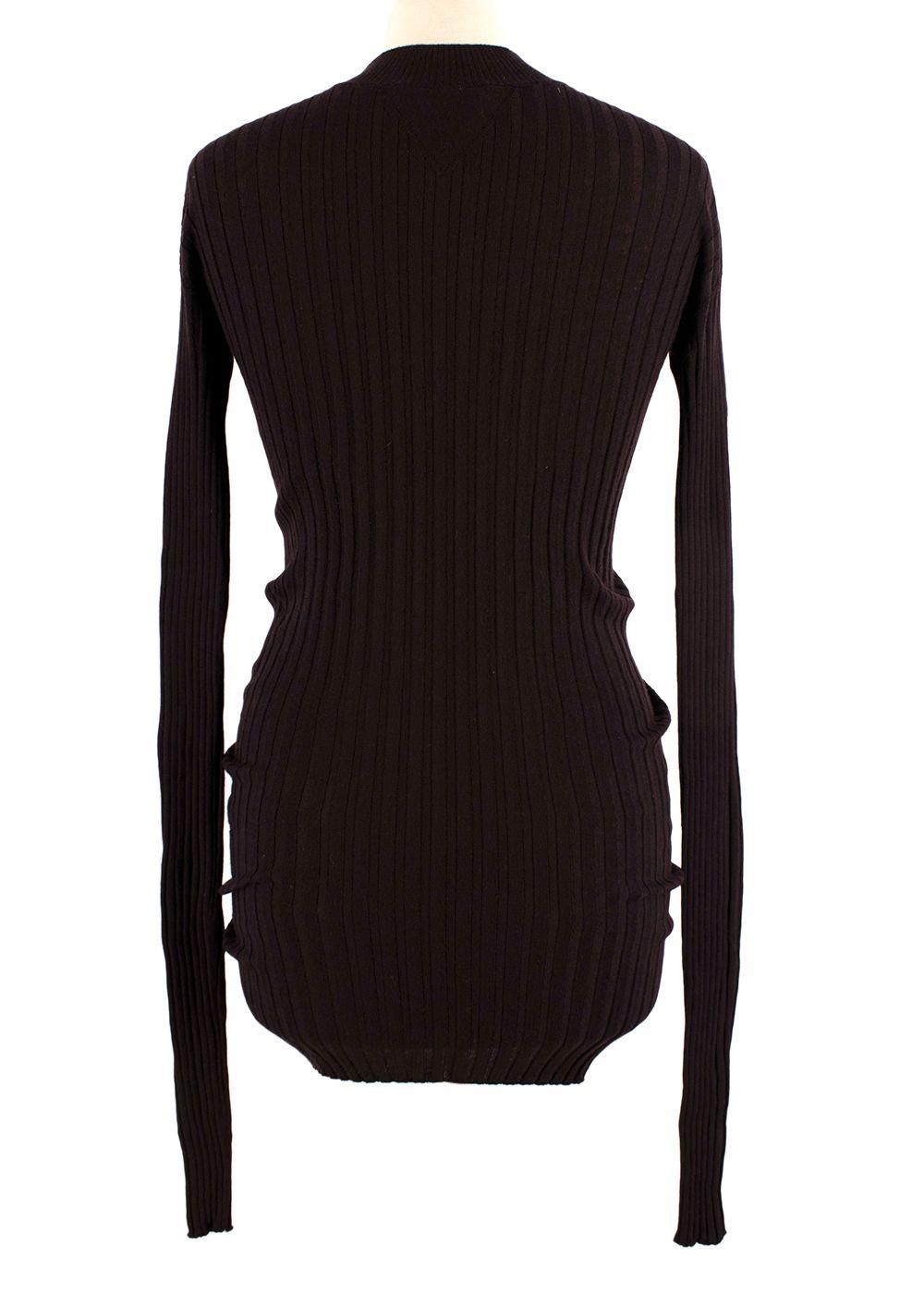 Bottega Veneta Dark Brown Long Sleeve Ribbed Top