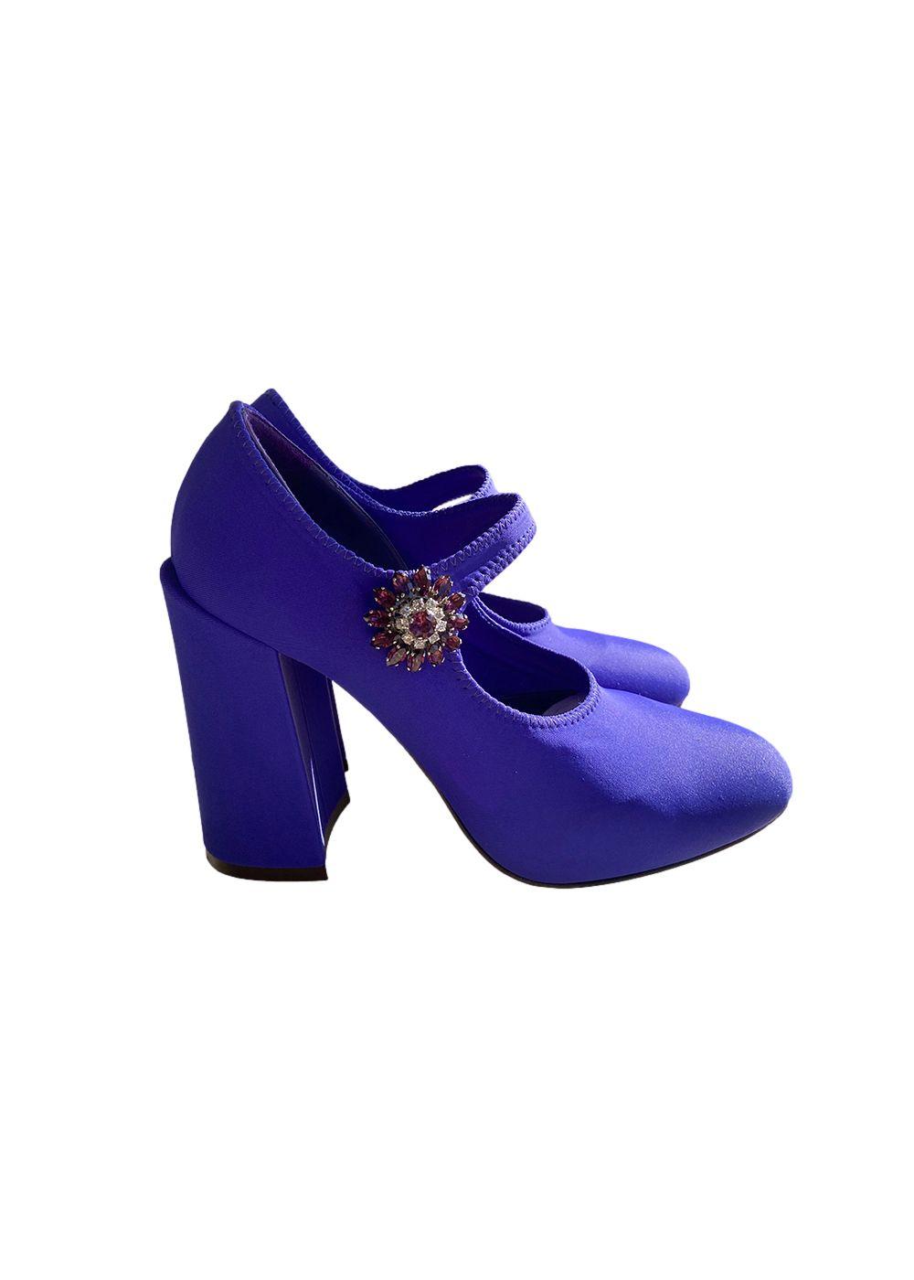 Purple Lycra Mary-Jane Pumps