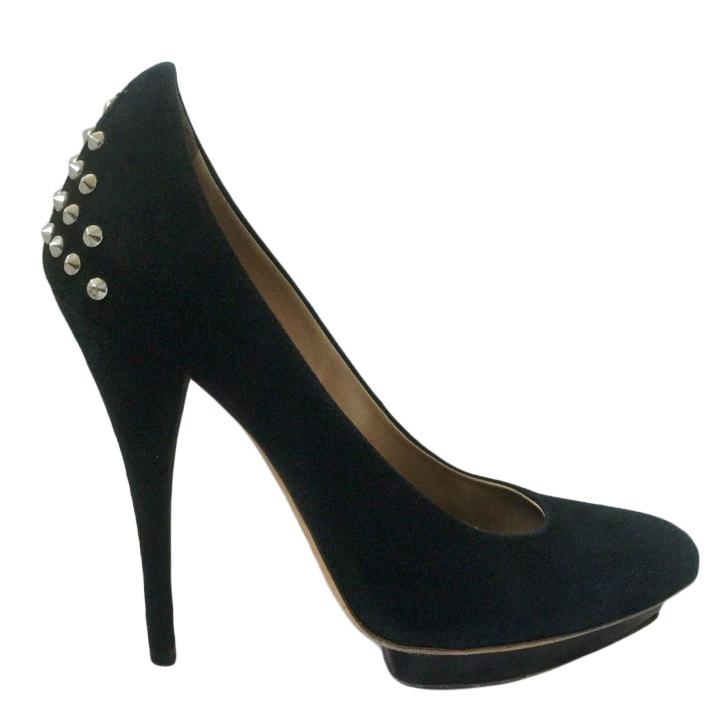 McQ Black Studded Suede Pumps