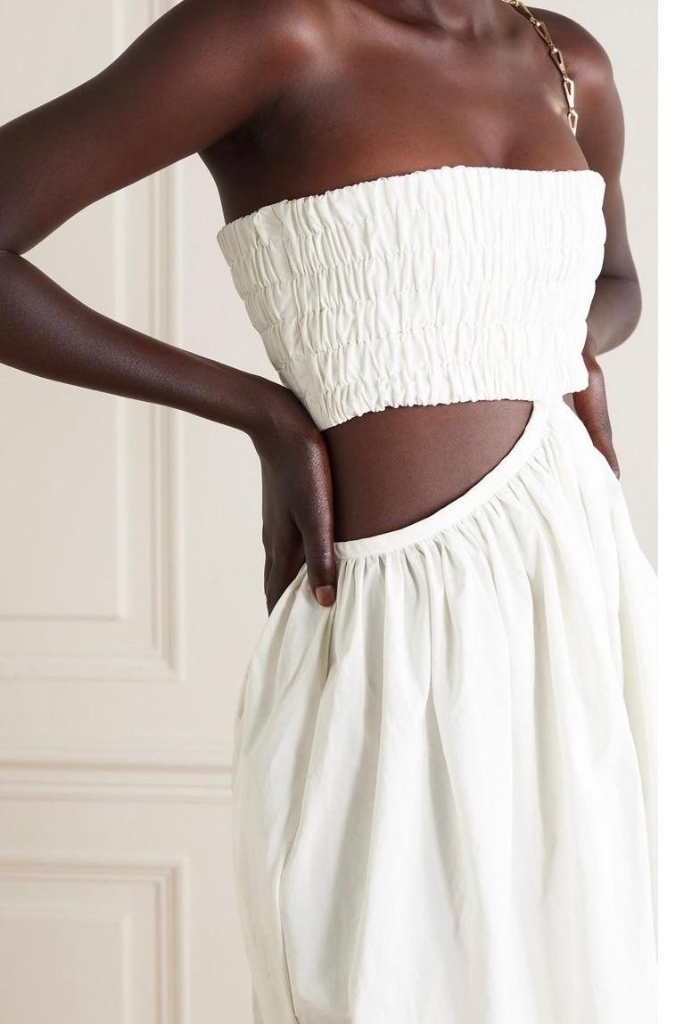 Christopher Esber White Ruched Cocoon Maxi Dress