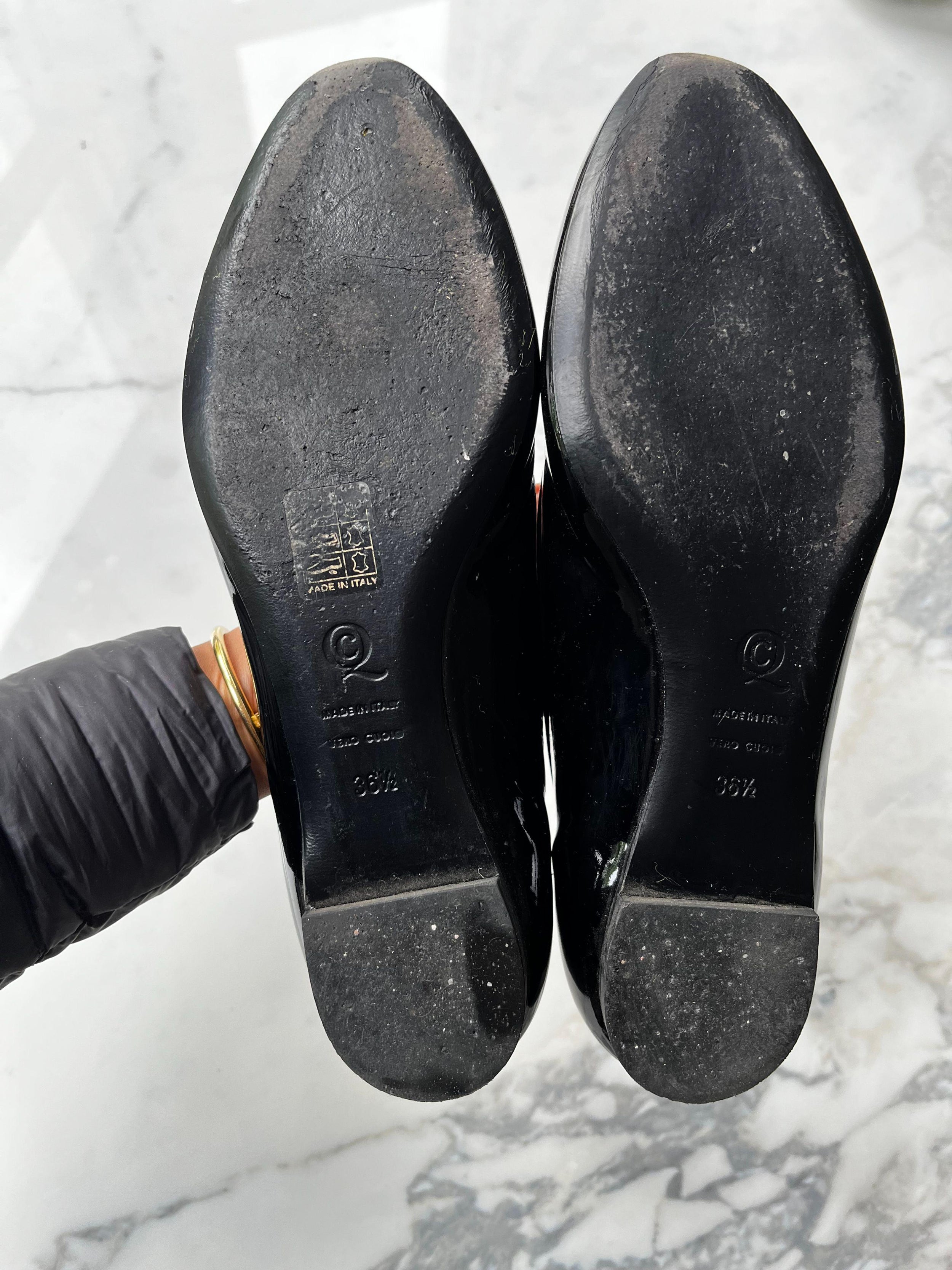 Black patent sequin skull loafers