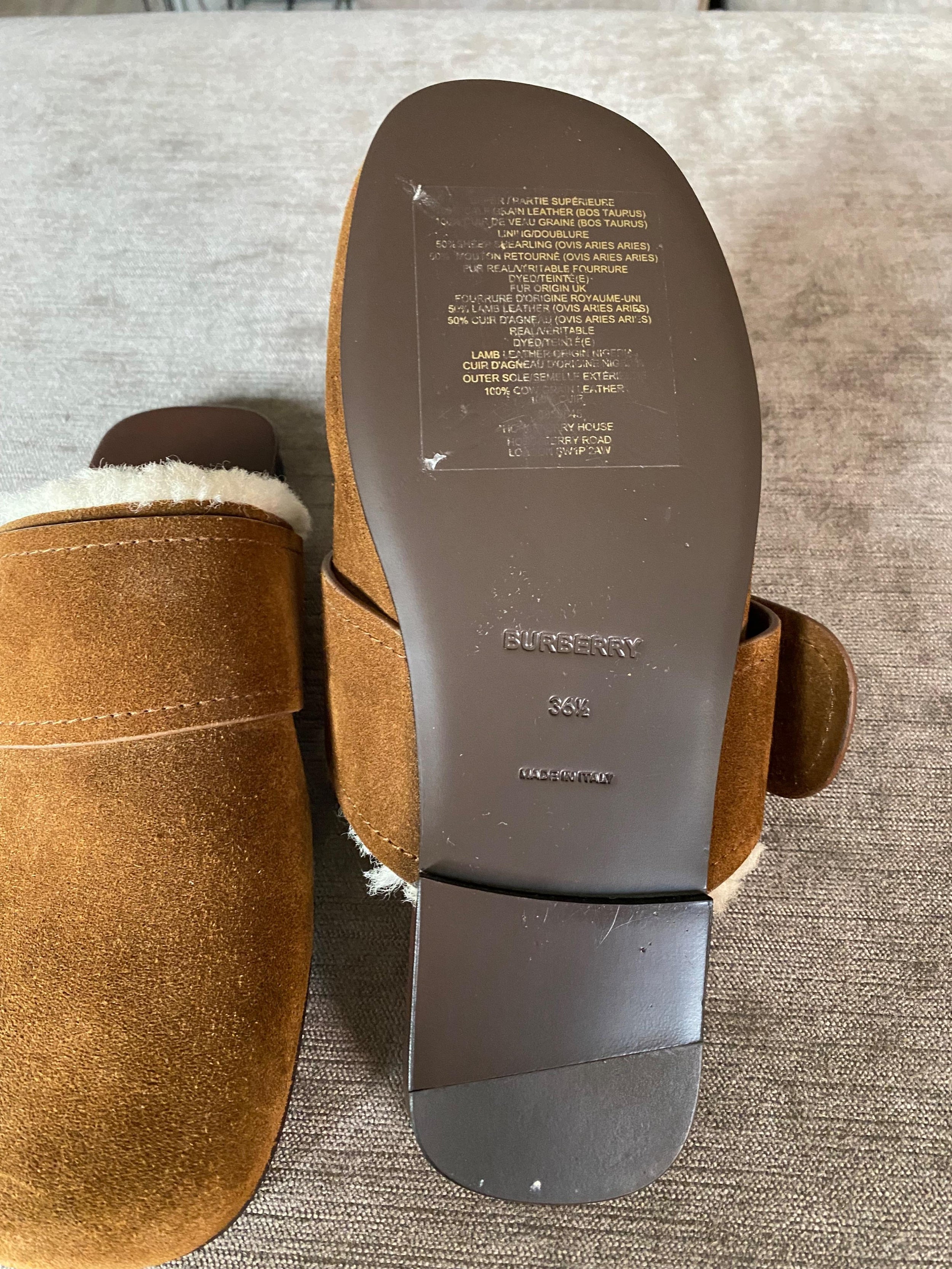 Burberry Brown Suede Lyla Mules