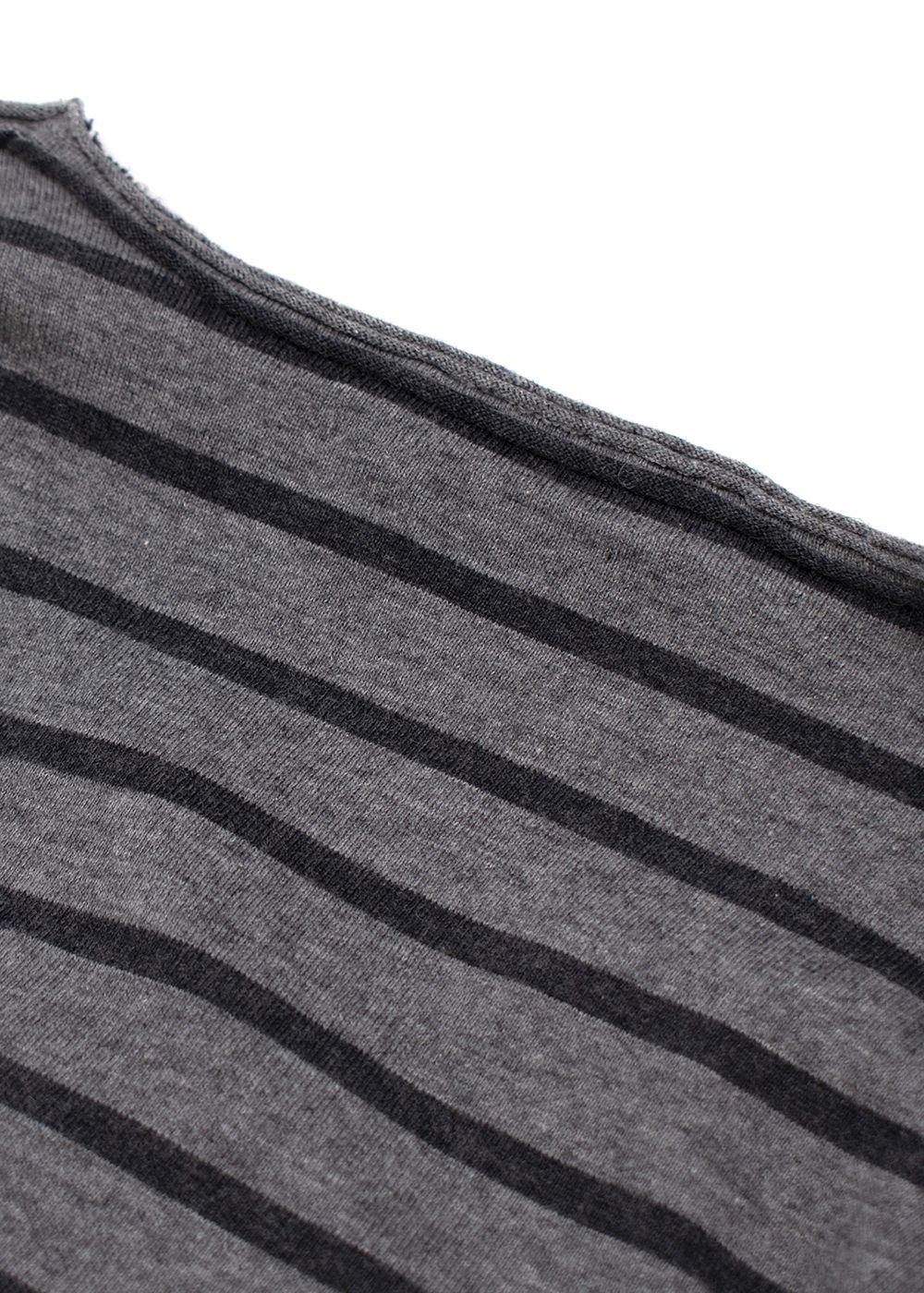 Grey Striped Cotton Jersey T-Shirt