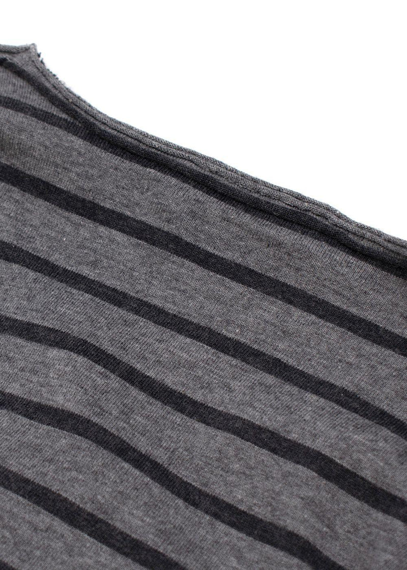 Grey Striped Cotton Jersey T-Shirt