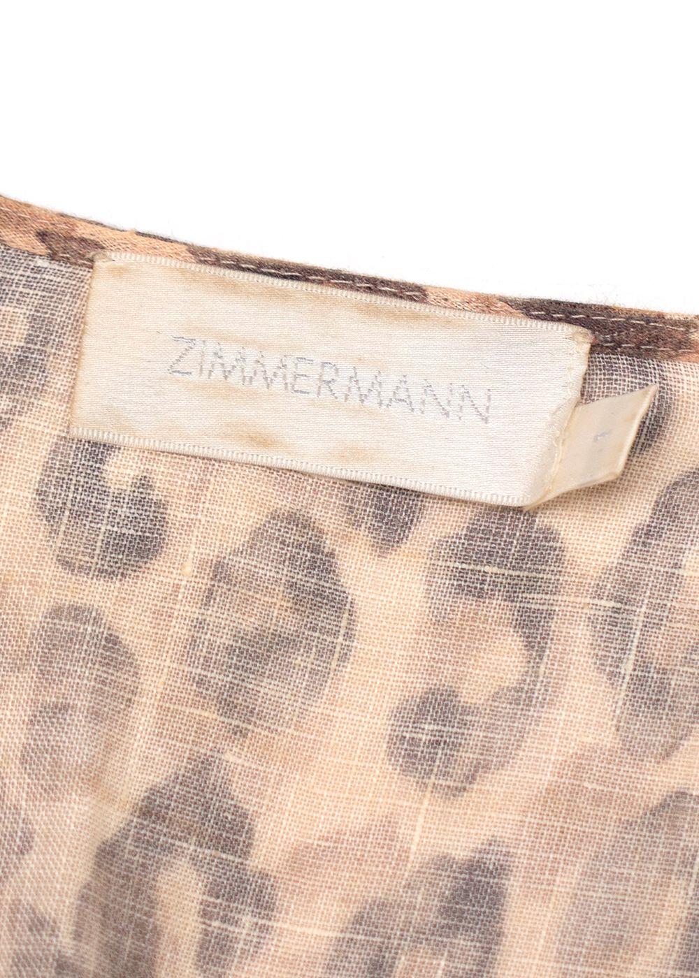 Zimmerman Melody Leopard Print Linen Dress