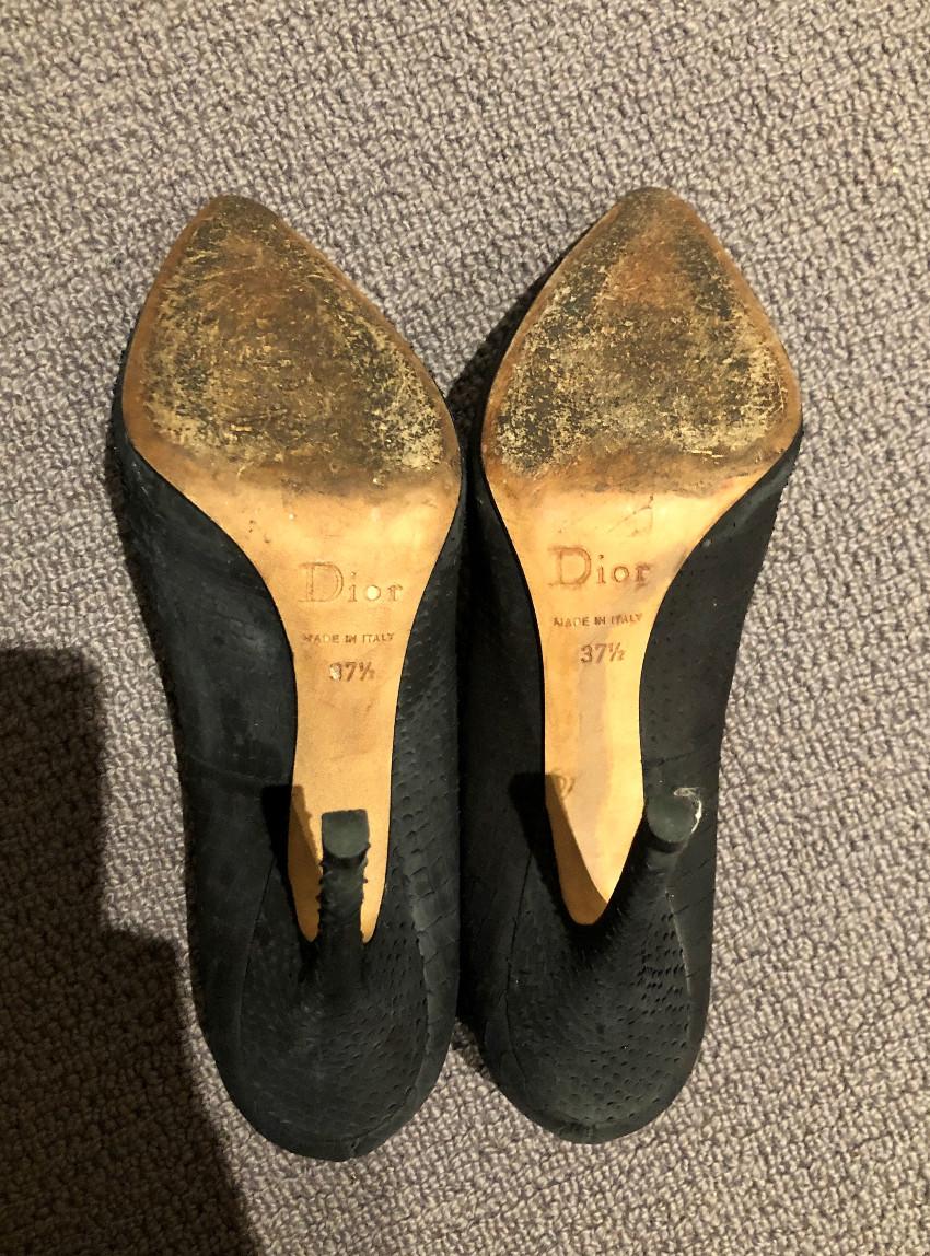Christian Dior Black Embossed Leather Pumps