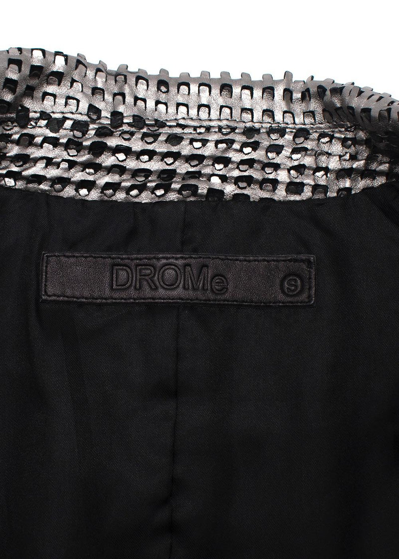 Drome Silver Perforated Biker Jacket