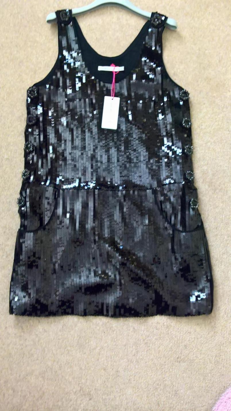 See by Chloe sequinned black party dress