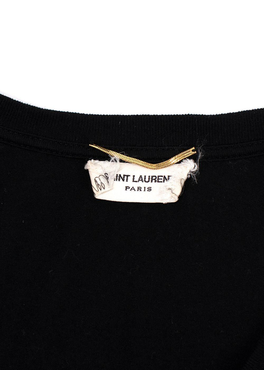 Saint Laurent Black Lace Embroidered T-Shirt