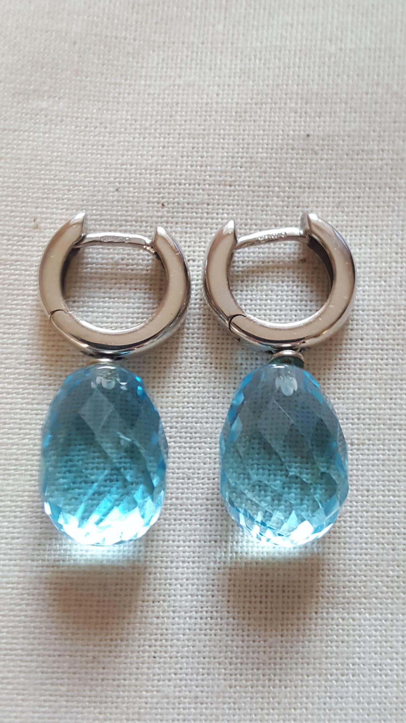 Aquamarine Pineapple Cut Drop Earrings