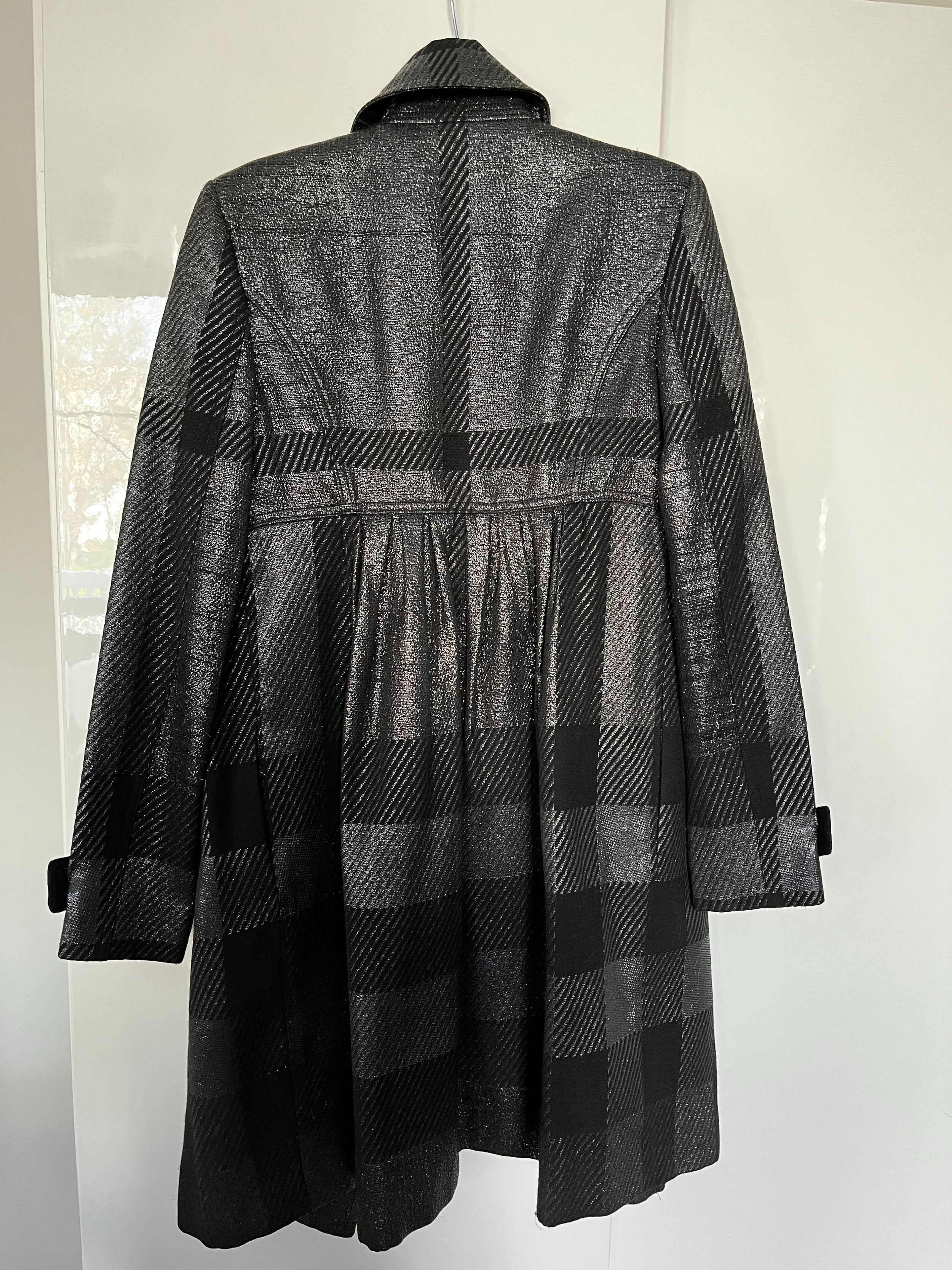 Black Lurex Woven Trench Coat