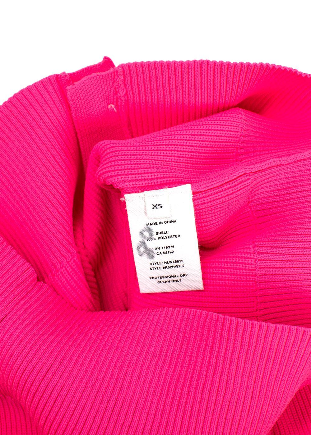 Helmut Lang Bright Pink Essential Crop Cardigan and Mini Skirt Set