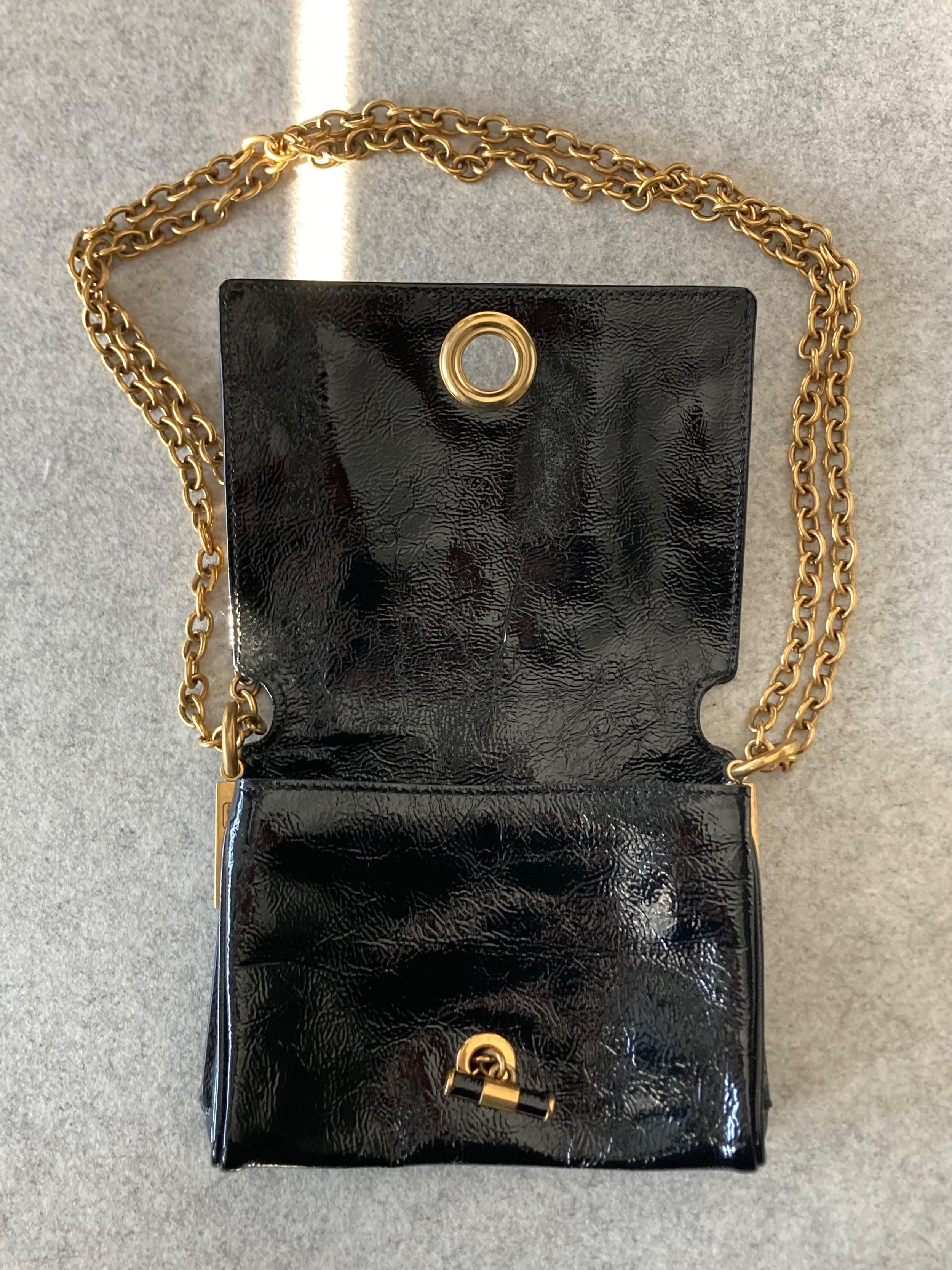 Saint Laurent Vintage Black Leather Flap Bag