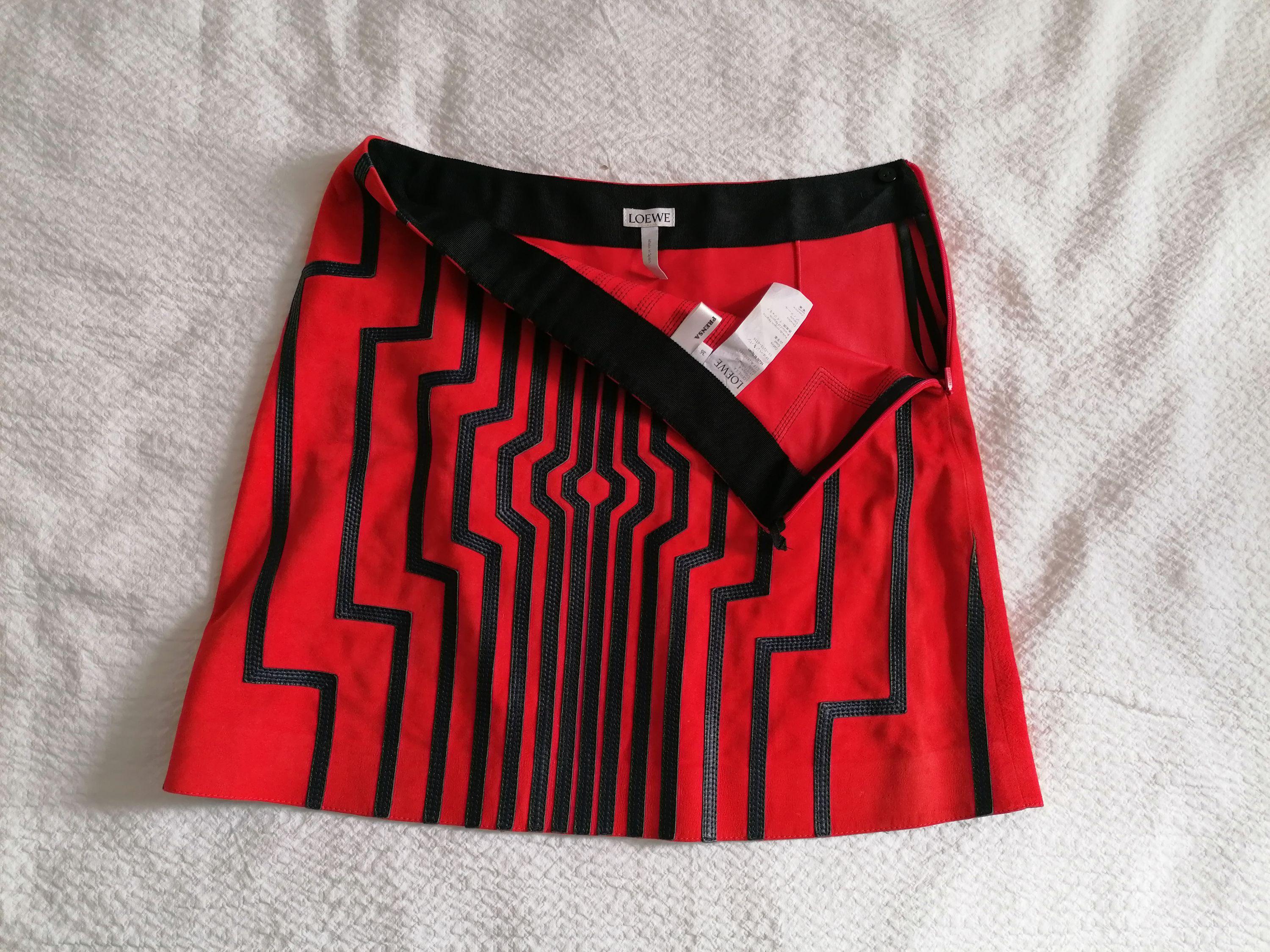 Red Suede Cyborg Mini Skirt