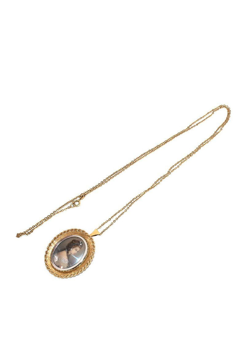 Bespoke 18ct Gold Victorian Diamond Portrait Pendant Necklace