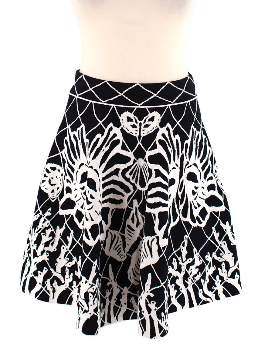 Alexander McQueen Black & White Shell Intarsia Knit Top & Skirt
