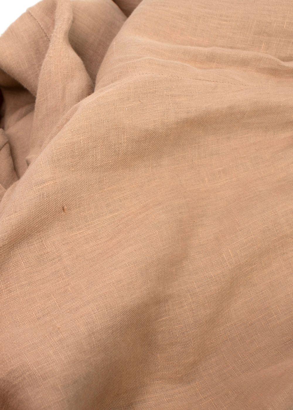 Momoni Beige Linen Wide Leg Trousers