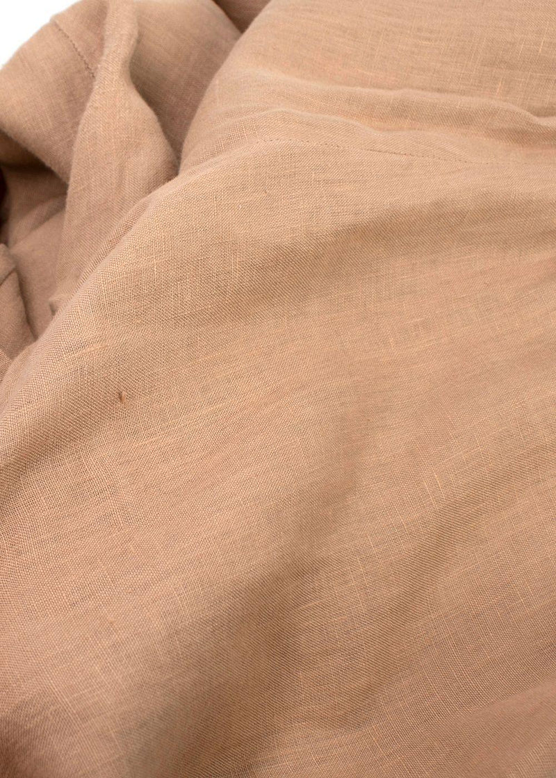 Momoni Beige Linen Wide Leg Trousers