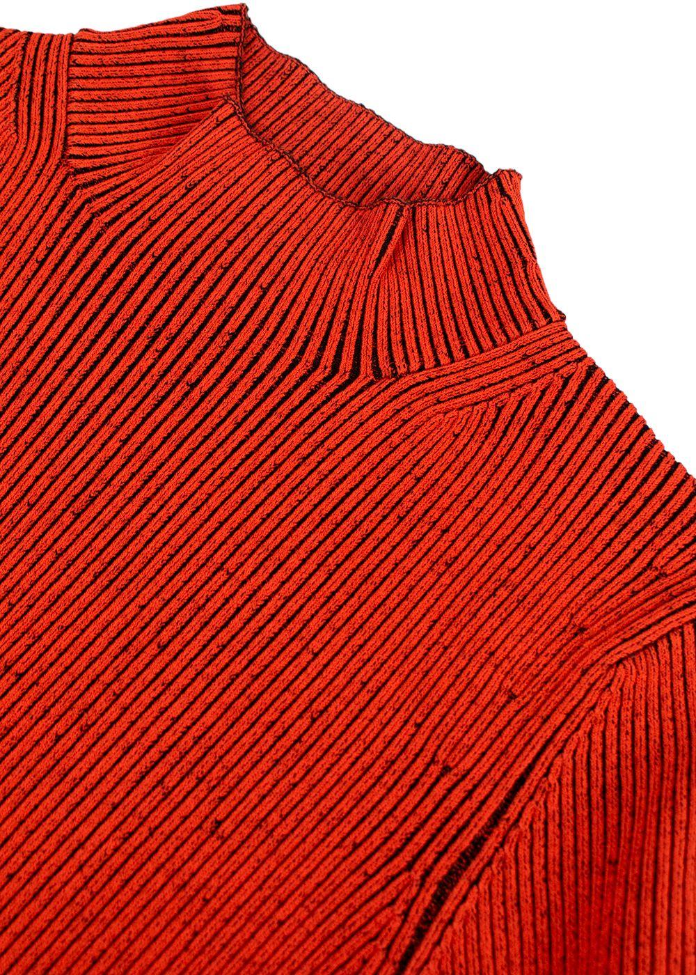 Proenza Orange Ribbed Knit High Neck Top