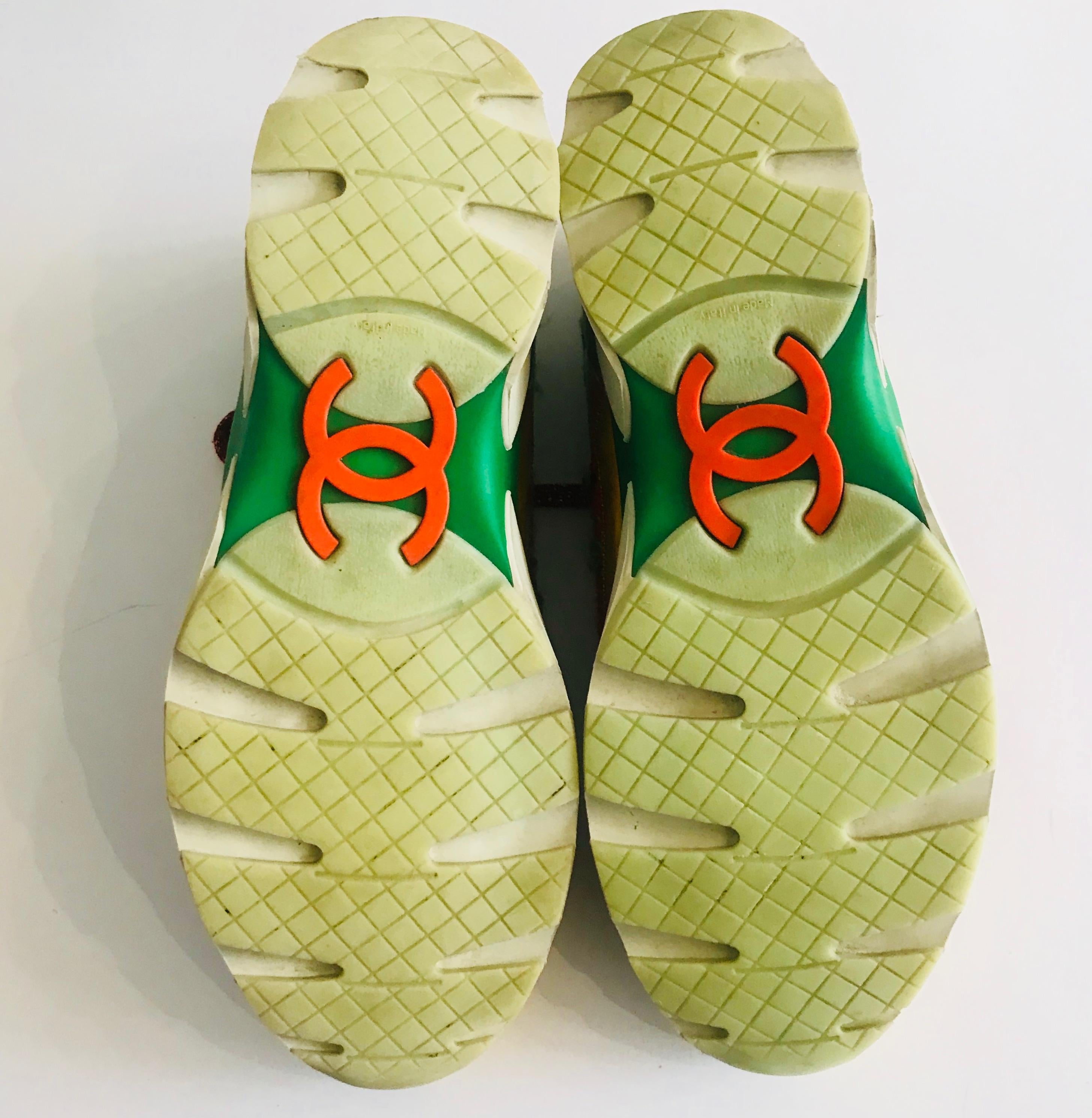 Multicoloured tweed & leather CC Sneakers