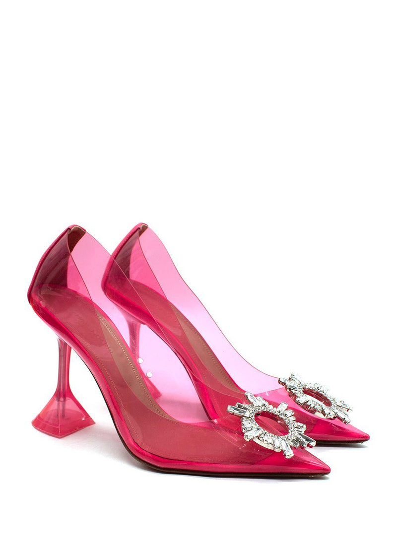 Amina Muaddi Begum Emellished Pink PVC Pump