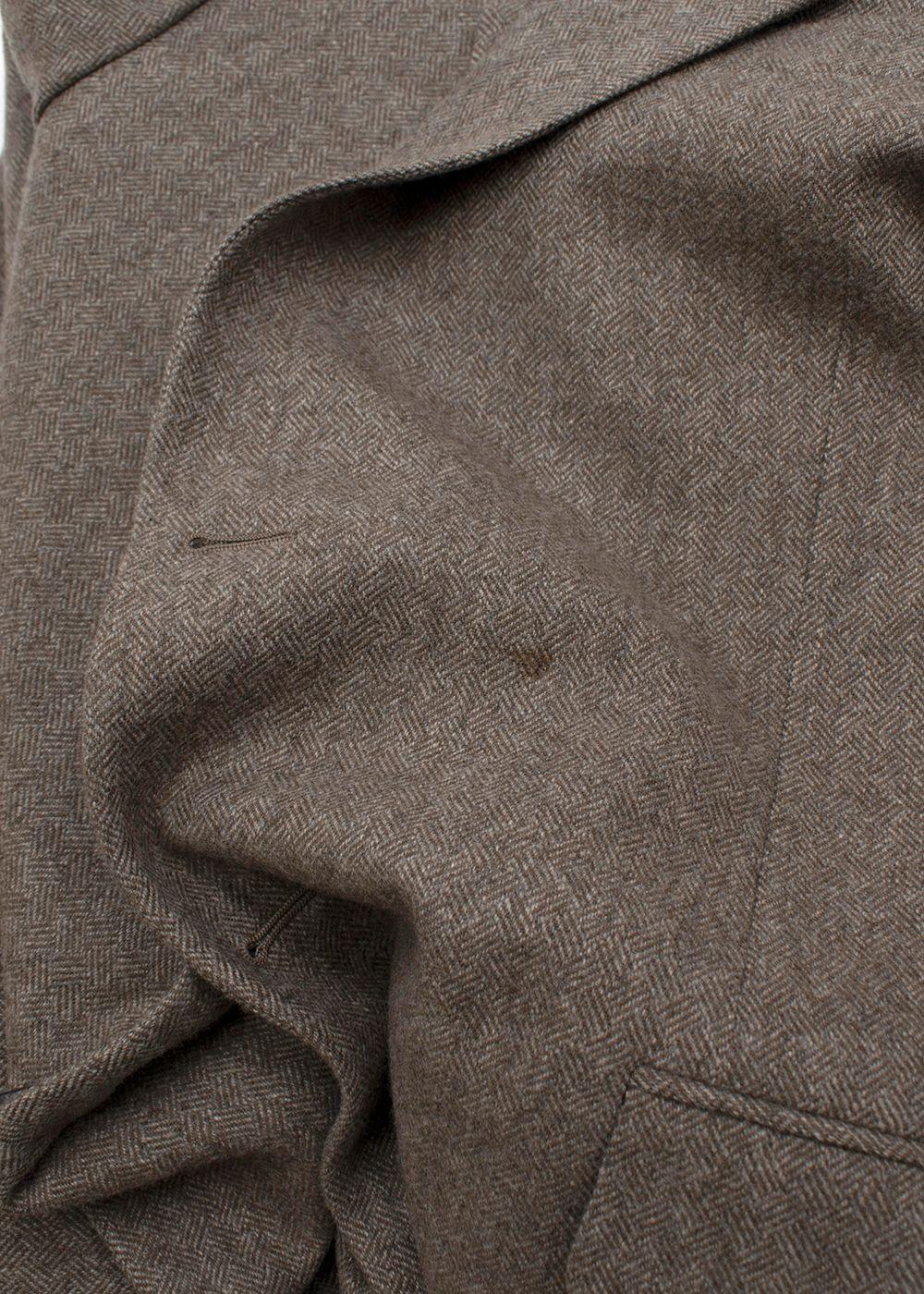 Vintage Stone Herringbone Tweed Single Breasted Blazer