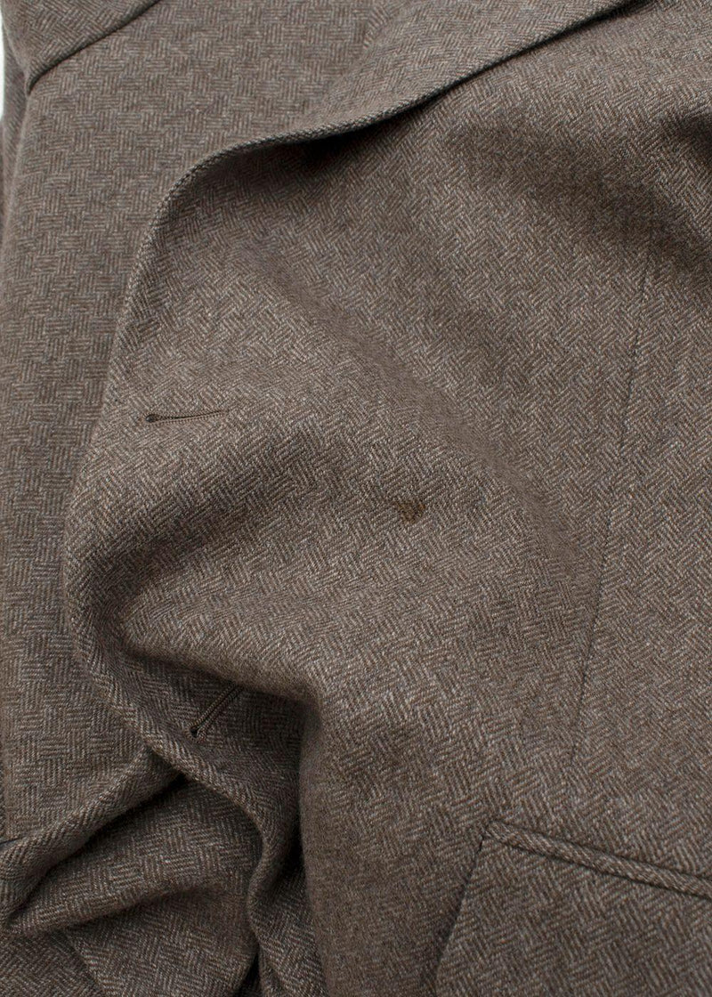 Vintage Stone Herringbone Tweed Single Breasted Blazer