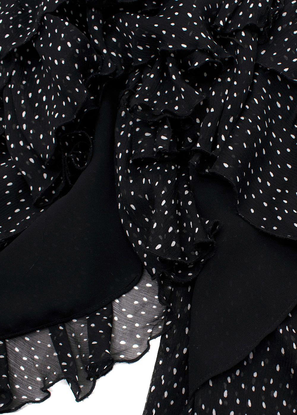 Diane Von Furstenberg Black Polkadot Chiffon Wrap Mini Dress