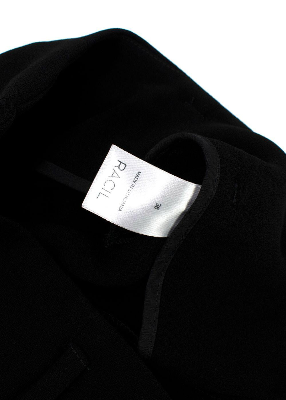 Racil Black High Rise Double Button Wide Leg Trousers