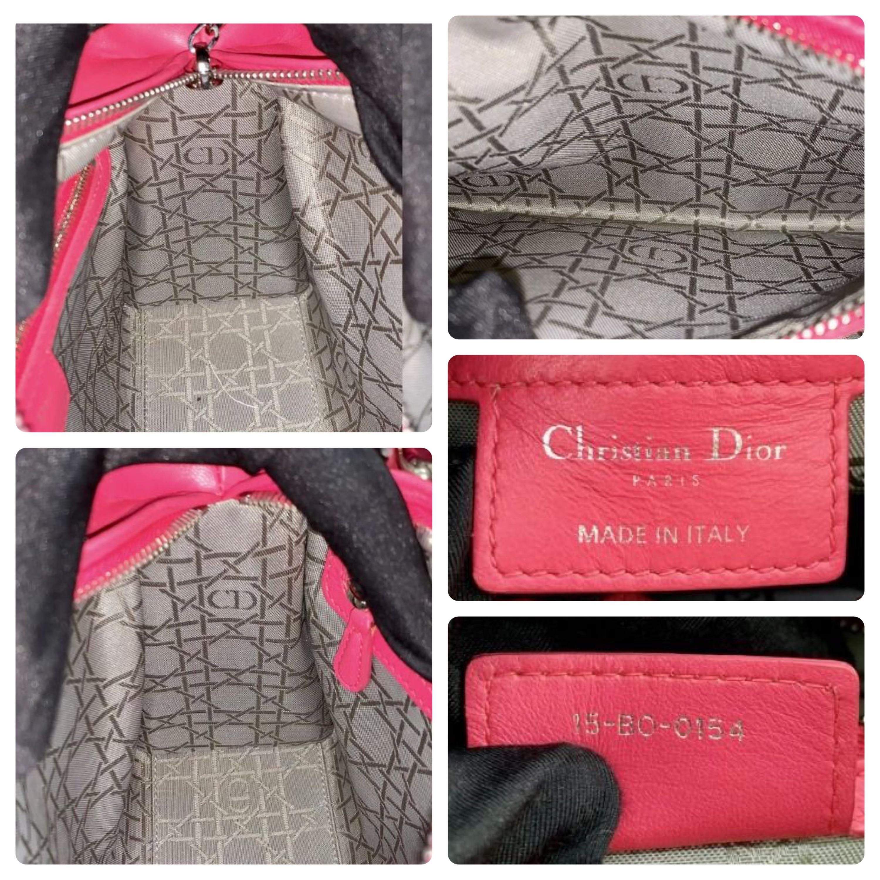 Medium Pink Lambskin Cannage Lady Dior