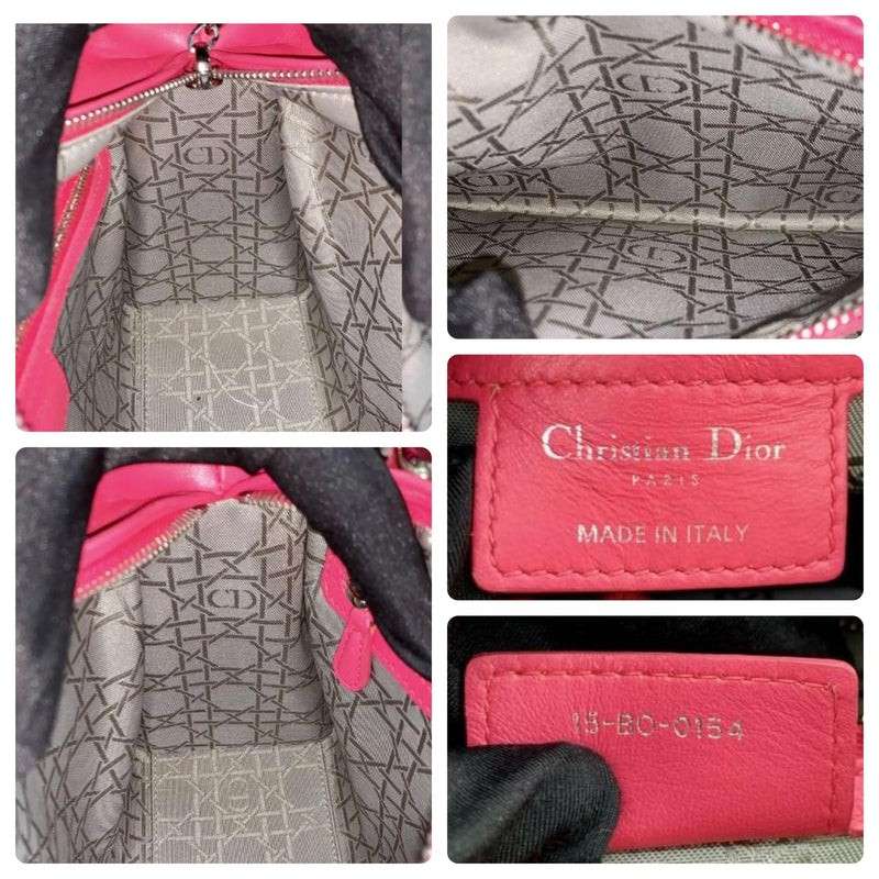 Medium Pink Lambskin Cannage Lady Dior