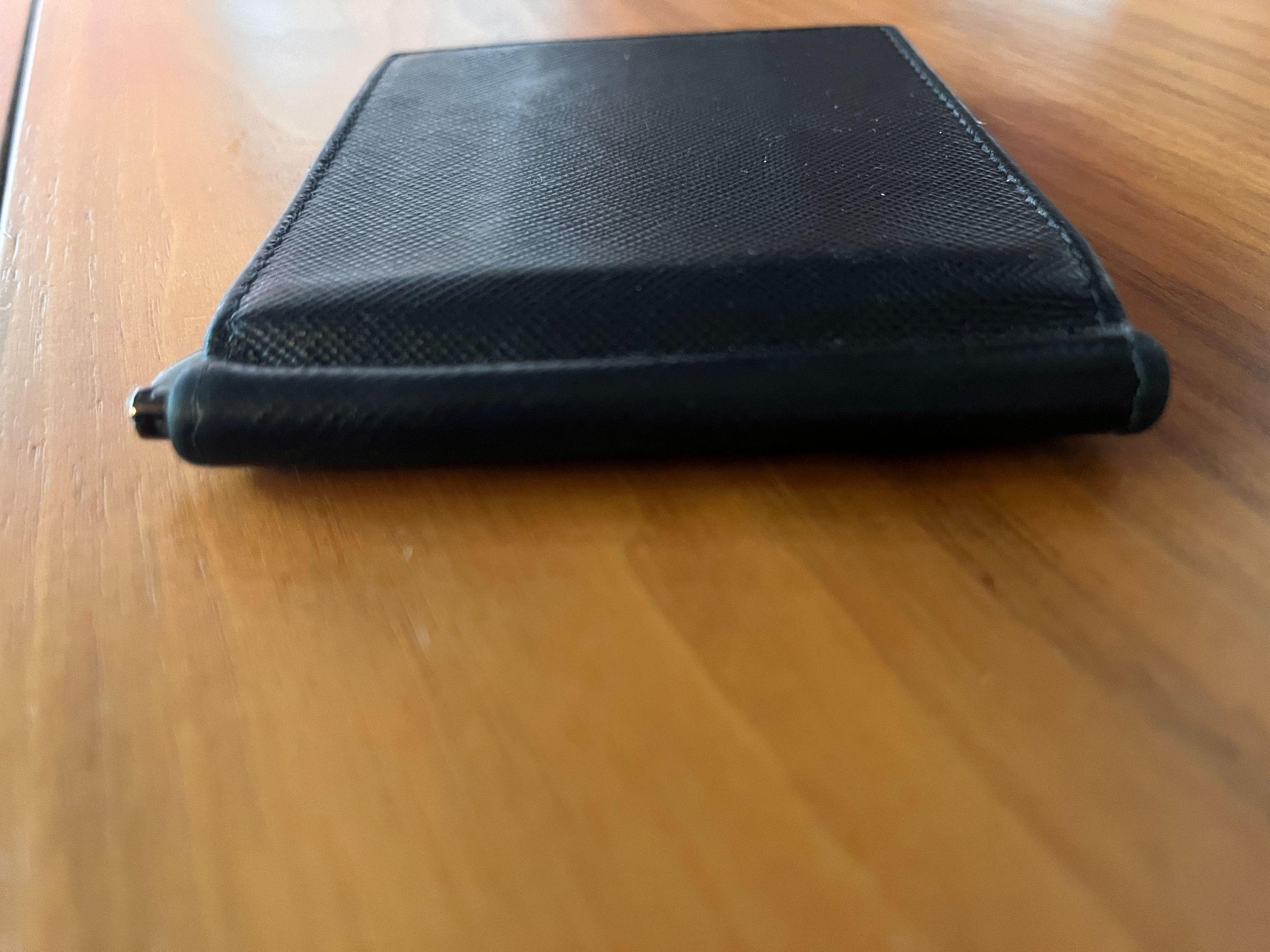 Black Saffiano leather compact wallet