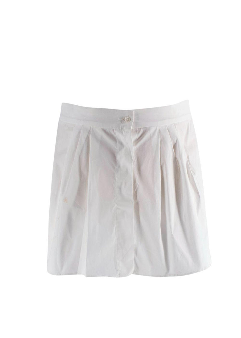 Oscar De La Renta White Pleated Mini Skirt