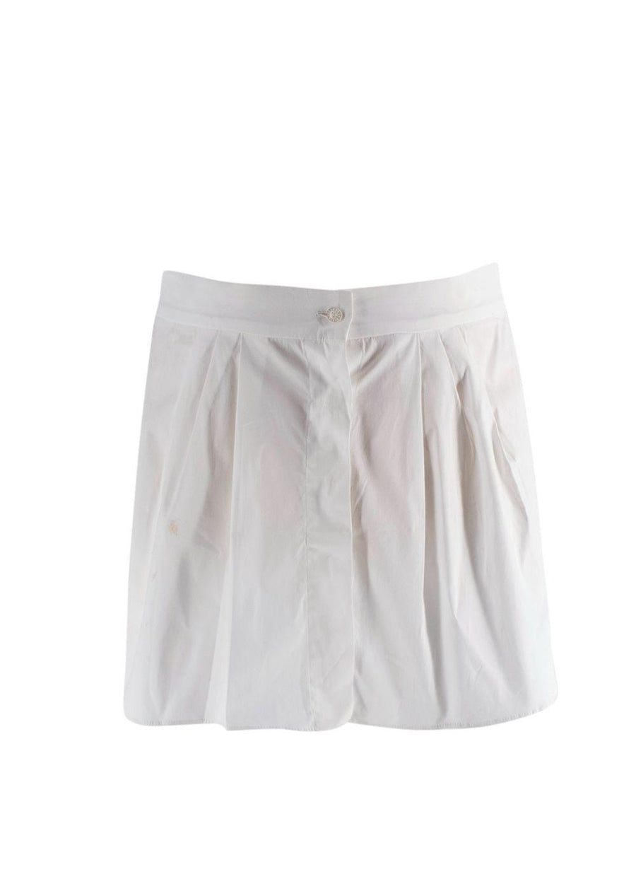 Oscar De La Renta White Pleated Mini Skirt