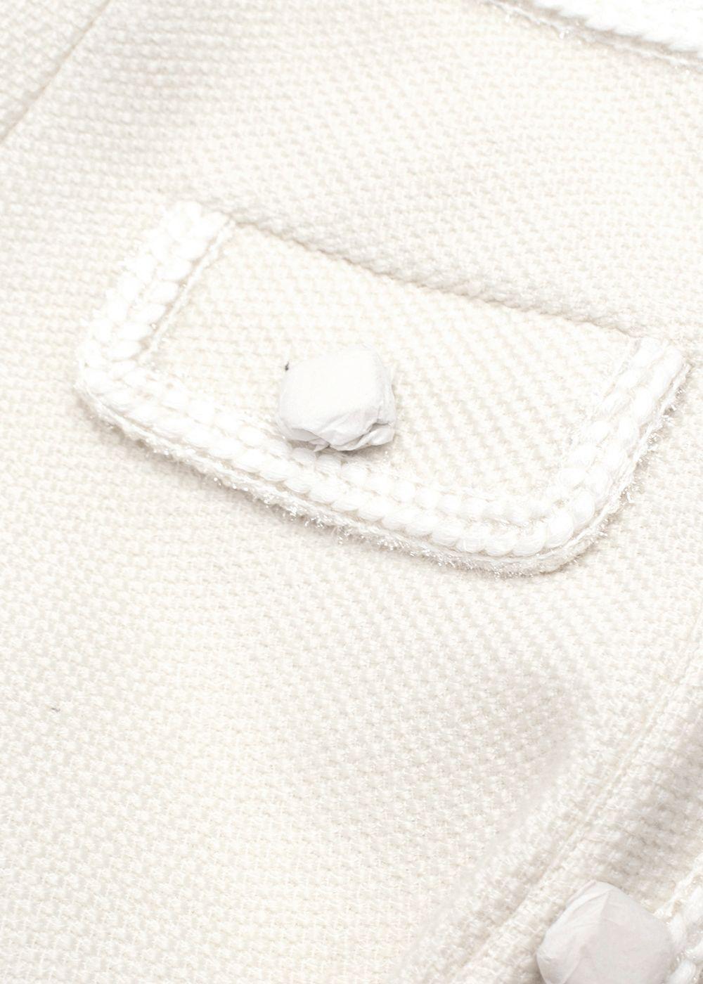 Self Portrait White Boucle Tweed Mini Skirt