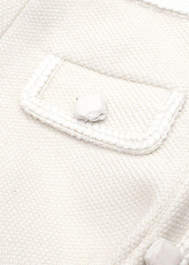 Self Portrait White Boucle Tweed Mini Skirt