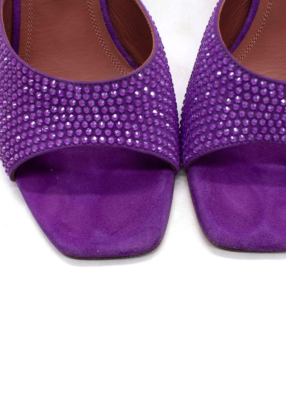 Amina Muaddi Purple Crystal Embellished Lupita Mules