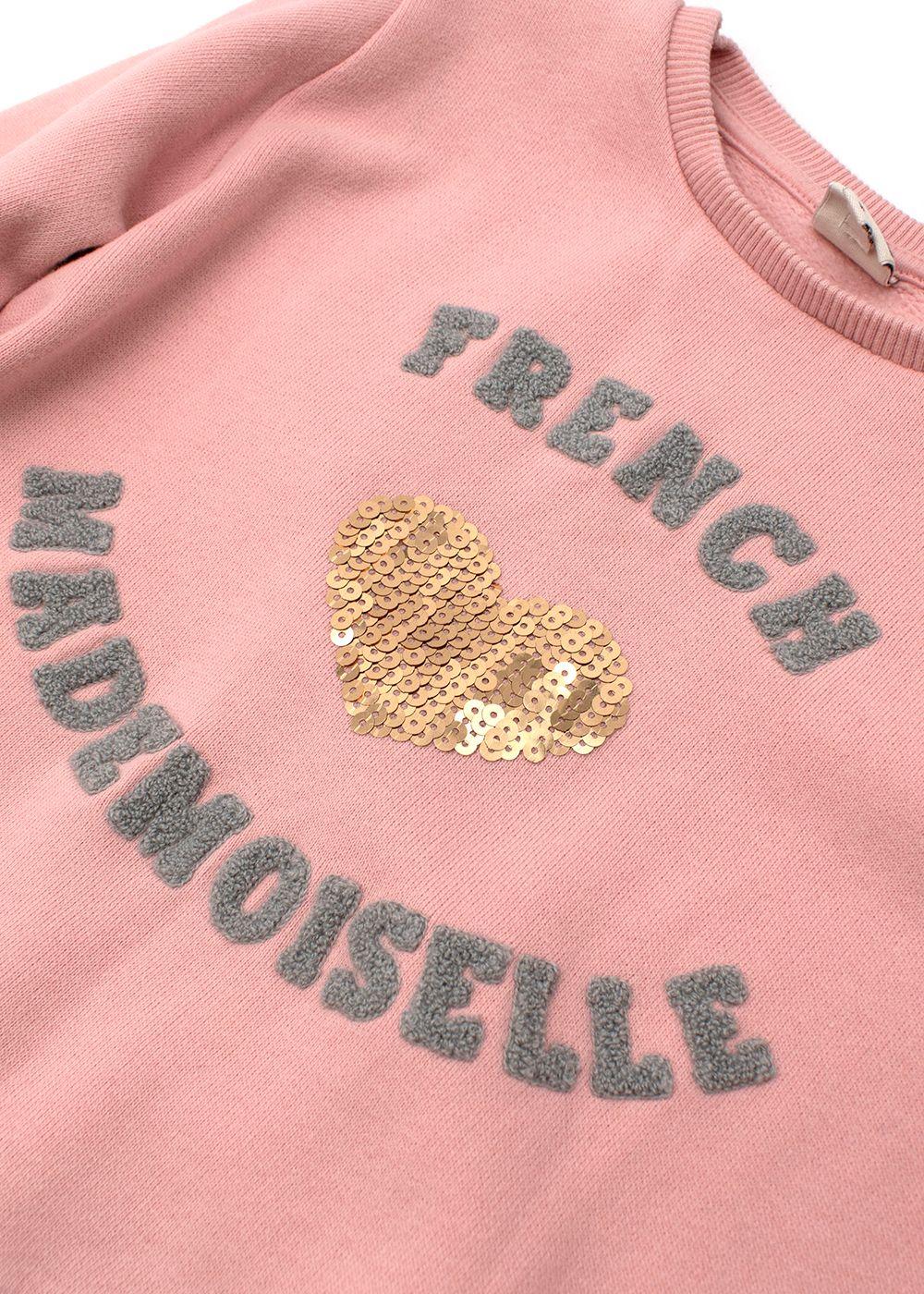 Pink Cotton Embellished Sweatshirt